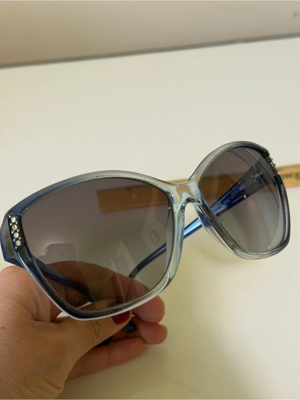 Vogue Women's Cat-Eye Sunglasses in Blue with Gray Gradient Lenses